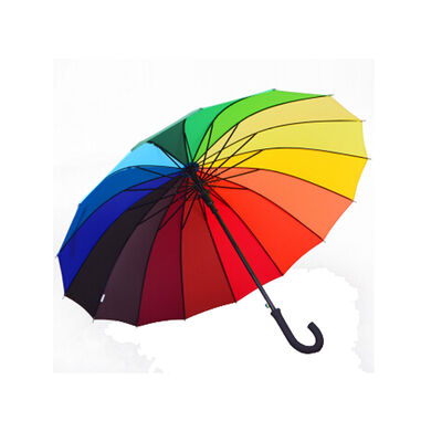23 Inches Auto Open Rainbow Umbrella with 16 Ribs and Steel Frame for Wind Resistance