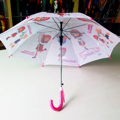Kids Compact Umbrella with Plastic Handle and Open Diameter Under 90cm Featuring Customizable Printing for Children