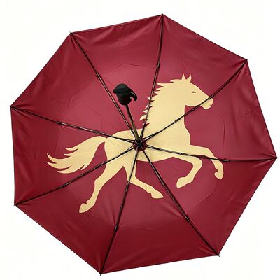 21 Inches 3-Fold Auto Open And Close Umbrella Pongee Fabric With Digital Print,Printing A Horse Pattern