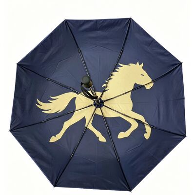 21 Inches 3-Fold Auto Open And Close Umbrella Pongee Fabric With Digital Print,Printing A Horse Pattern