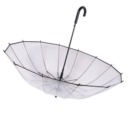 Manual Open Transparent Rain Umbrella Constructed with Metal Ribs Strong Frame and Clear Canopy Offering Rain Protection