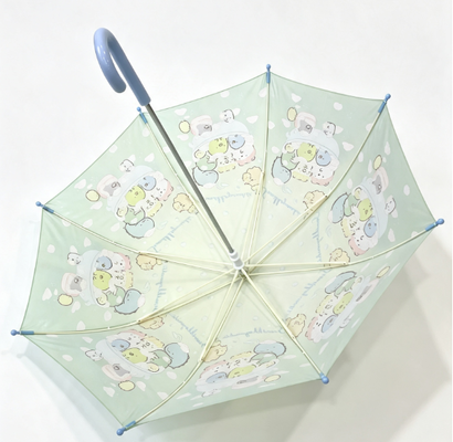Cute Cartoon Kids Straight Umbrella Safe Round Tips Waterproof Children Rain Parasol for Boys Girls Outdoor Use