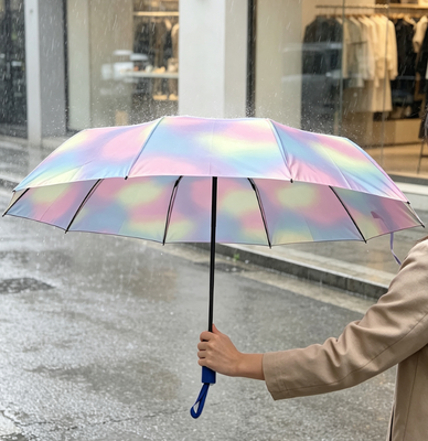 Fully Automatic Foldable Umbrella Reinforced Anti-Inversion Ribs UPF50 UV Protection 3-Fold Travel