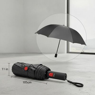 105cm Open Diameter Automatic Travel Umbrella with 11 Inches Folded Length and Rubber Coating Handle