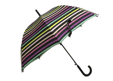 Colorful Striped Auto Open Stick Umbrella Rain Proof Firm Grip For Female