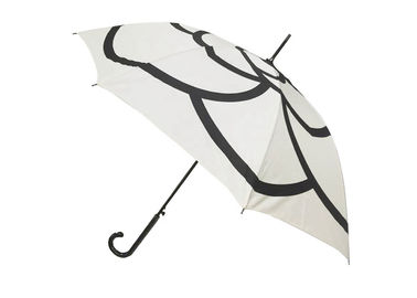 White Compact J Stick Umbrella , Ladies Automatic Umbrella Manual Close