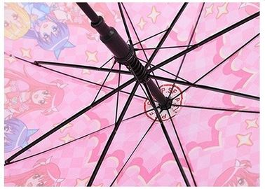 Auto Girls Kids Pink Umbrella 8mm Metal Shaft Lenght 70cm With Plastic Cup