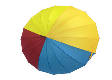 26 Inch 16 Ribs Wooden Handle Umbrella Auto Open Manual Close Assorted Colors