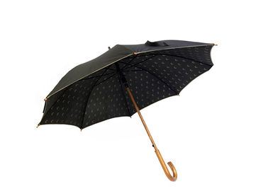 Unisex Black Umbrella Wooden Handle Double Layer Simple Light For Rainy Days