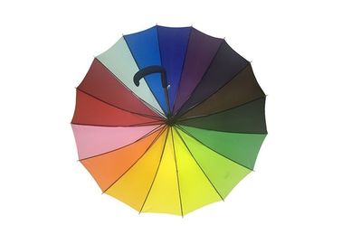 16 Ribs Rainbow Color Promotional Golf Umbrellas Stronger Metal Frame