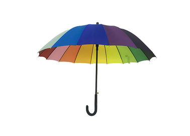 16 Ribs Rainbow Color Promotional Golf Umbrellas Stronger Metal Frame