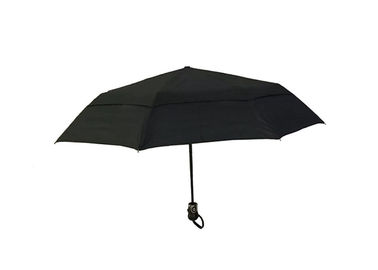 Black Strong Foldable Travel Umbrella Double Layer For Windy Weather