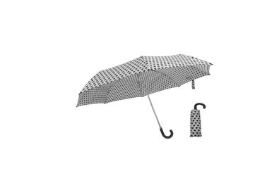 Lightweight Folding Umbrella , Three Fold Umbrella Aluminum Frame J Handle