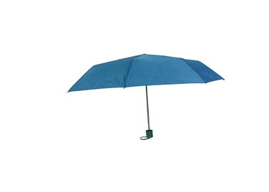 Blue Foldable Umbrella Metal Frame Super Light J Handle Manual Close Open