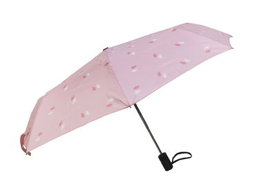 Waterproof Automatic Travel Umbrella 3 Folding Pongee Rubber Caoted Handle