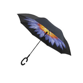 Manual Close Reverse Double Layer Inverted Umbrella , C Handle Inverted Umbrella