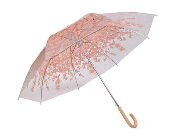 Outdoor Compact Transparent Rain Umbrella Plastic Colored Hook Handle