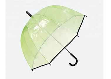 Green POE Clear Dome Shaped Umbrella , Compact Bubble Umbrella With Black Trim