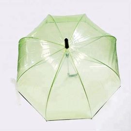 Green POE Clear Dome Shaped Umbrella , Compact Bubble Umbrella With Black Trim