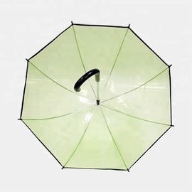 Green POE Clear Dome Shaped Umbrella , Compact Bubble Umbrella With Black Trim