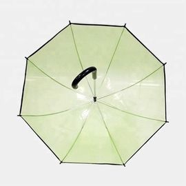 Green POE Clear Dome Shaped Umbrella , Compact Bubble Umbrella With Black Trim