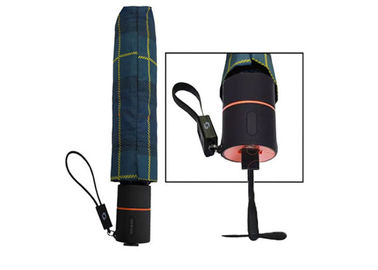 Classical Plaid Umbrella With Usb Charger Power Bank Handle Diameter 97cm