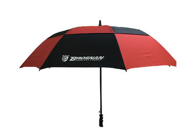 Black Red Double Canopy Windproof Golf Umbrellas Wind Resistant Grip Plastic Handle