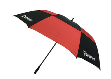 Black Red Double Canopy Windproof Golf Umbrellas Wind Resistant Grip Plastic Handle