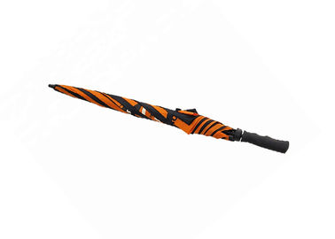 Orange And Black Compact Golf Umbrella Polyester / Pongee Fabric For Travel