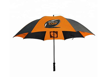 Orange And Black Compact Golf Umbrella Polyester / Pongee Fabric For Travel