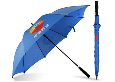 Bule Windproof Golf Umbrellas Carbon Fibre Black Metal Ribs For Promotion