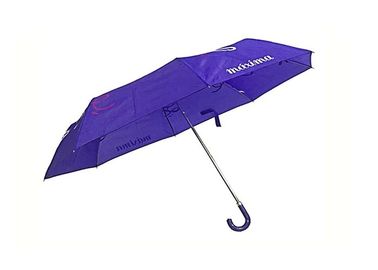 Waterproof Manual 3 Fold Umbrella , Fold Up Umbrella Pongee PU J Handle