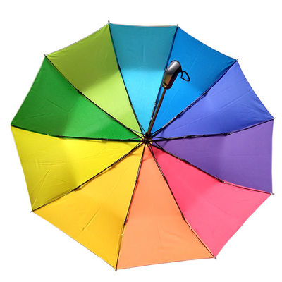 High Quality Waterproof Full Manual Folded Rainbow Umbrella