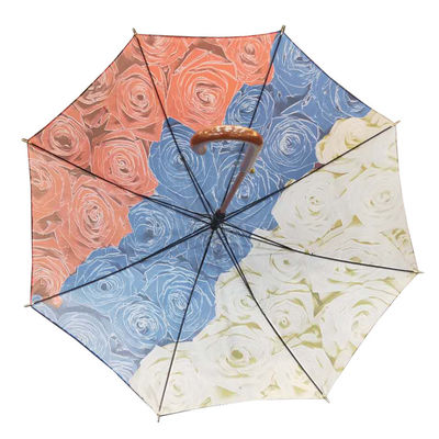 Windproof Straight Umbrella With Wooden J Shape Handle