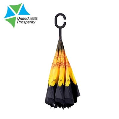 BV Metal Ribs Sunflower C Handle Inverted Umbrella