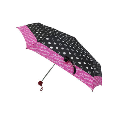 21 Inches Pink Edge Fiberglass Frame Foldable Umbrella
