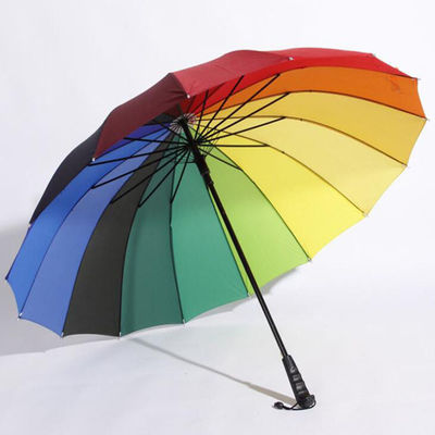 BSCI Straight Handle Rainbow 25"*16k Auto Open Close Umbrella