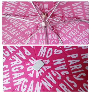 Pink Letters Pattern Triple Folding Aluminium Umbrella