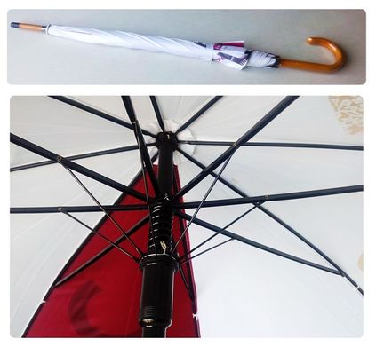 Wood J Handle Wooden Shaft Straight Fold Umbrella