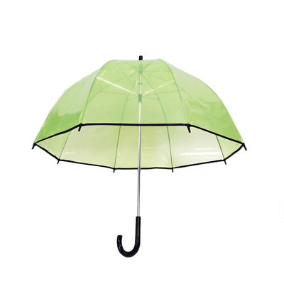 Straight POE Transparent Dome Umbrella With J Shape Handle