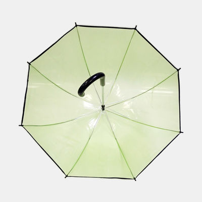 Straight POE Transparent Dome Umbrella With J Shape Handle