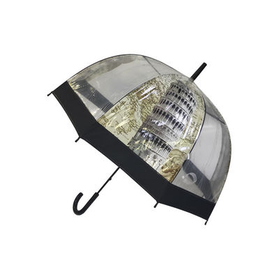 Dome Shape Clear POE Umbrella With Scenery Printing