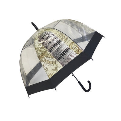 Dome Shape Clear POE Umbrella With Scenery Printing