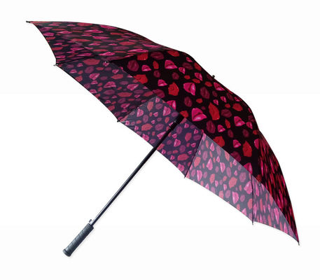 Foldable 8mm Metal Shaft Red Lip Umbrella For Women