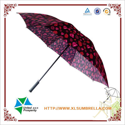 Foldable 8mm Metal Shaft Red Lip Umbrella For Women