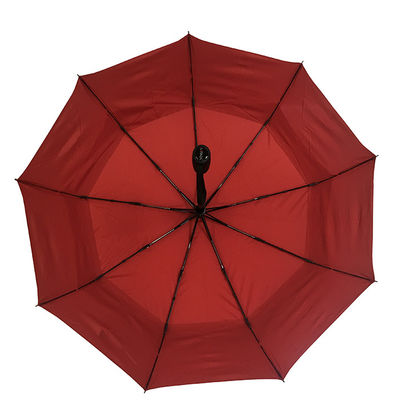 Fully-automatic Windproof Red 2 Layers Foldable  Umbrella for Amazon Ventilation