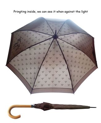 Wooden J Handle Pongee Fabric Compact Golf Umbrella