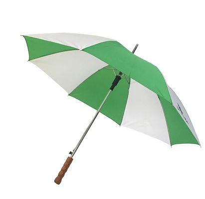 Semi Automatic Straight Pongee Wooden Handle Umbrella 23''*8K