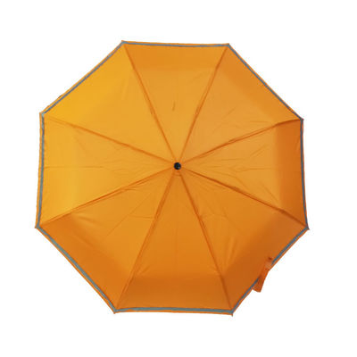 Manual Open Folding Wooden Handle Umbrella With Reflective Piping