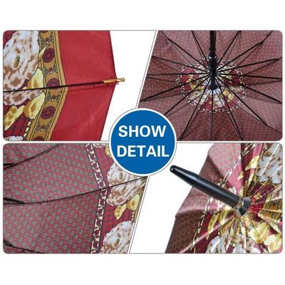 Satin Fabric 16K Straight Umbrella With J Handle